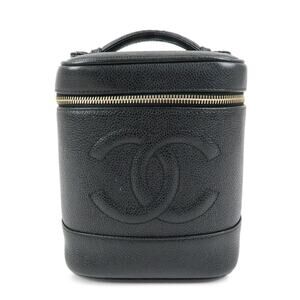 Chanel CC Vanity Case Caviar Cosmetic Pouch Black